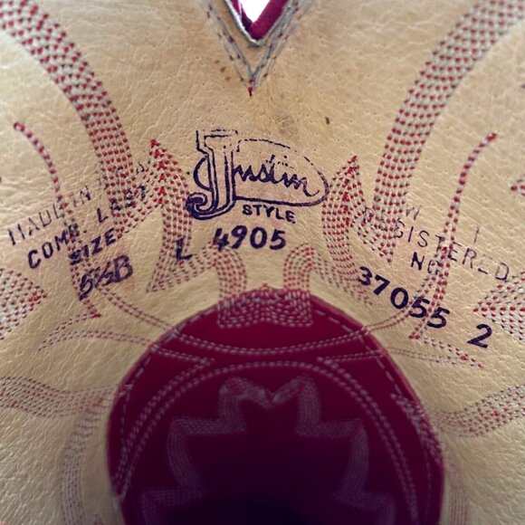 Justin Cowgirl Boots Womens size 5.5B Red Leather Cowboy Western Boots 4905 USA - Picture 5 of 14